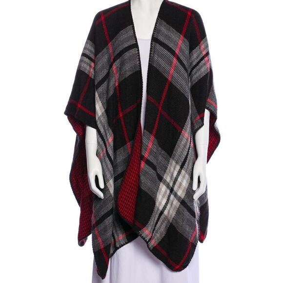 Woolrich Red Black Cape/Shaw Reversible Wool *WARM & COZY - Picture 1 of 12